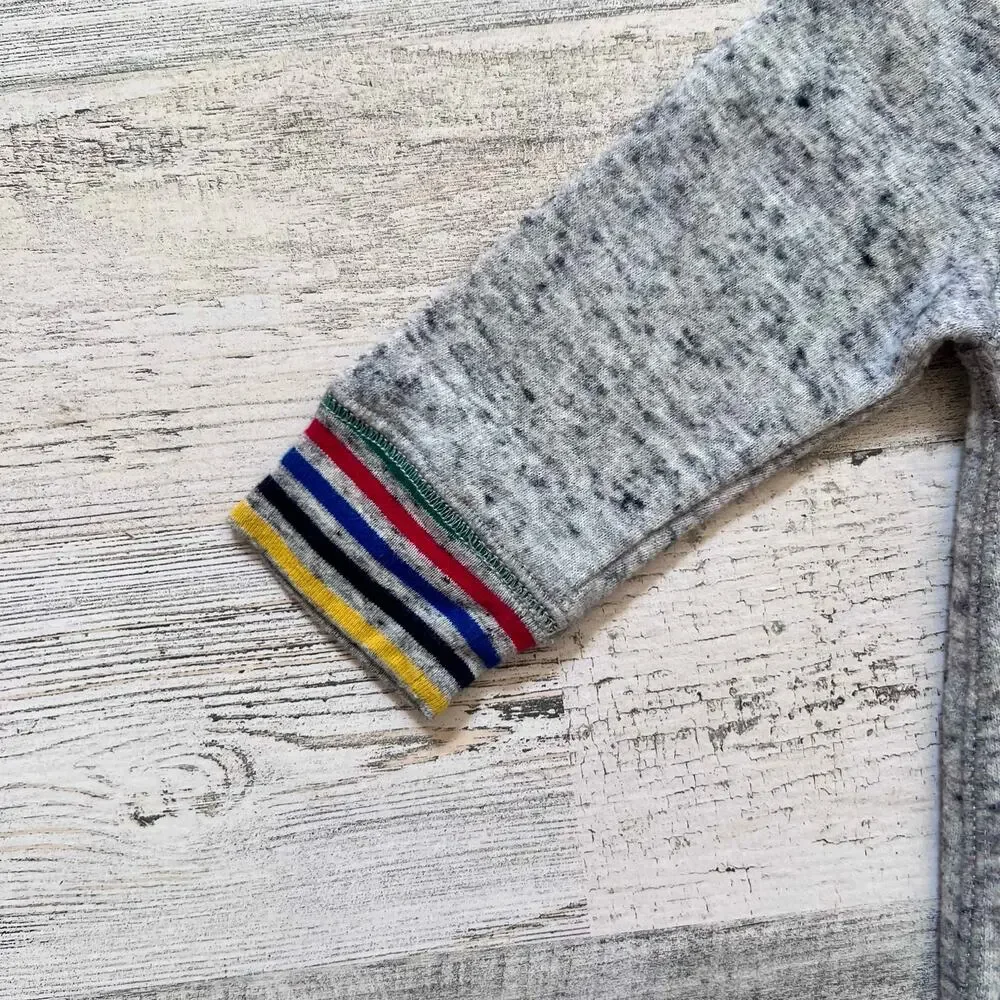 Baby Gap Knit Romper 3-6M Gray Rainbow Happy Graphic One Piece Long Sleeve - Picture 3 of 8